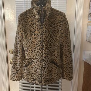 White Stag Brown Leopard Teddy Jacket